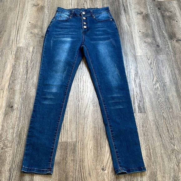 Shein Women’s High Rise Button Fly Distressed Skinny Jeans, size 4 - Picture 8 of 12